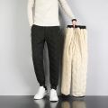 【Clearance sale】 Thicken Fleece Lined Men Pants Outdoors Casual Windproof Jogging Sweatpants Fashion Simple Warm Lambswool Winter Sport Trousers.