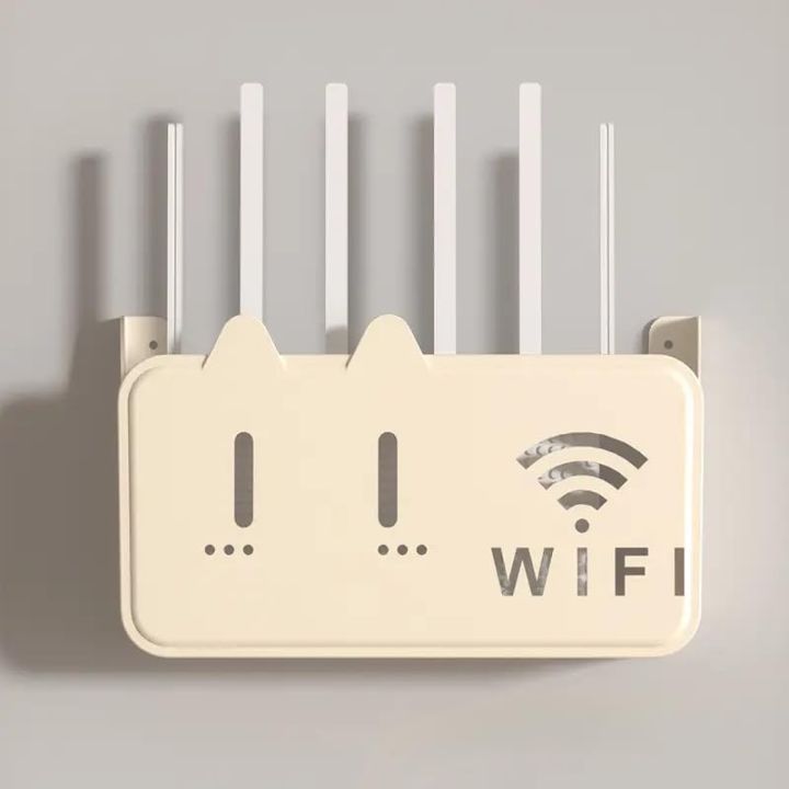 Plastic Wall Hanging ABS Wifi Router Shelf Storage Box Cable Power Organizer Bracket with Cord Management Home Decor