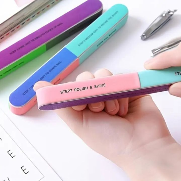 Nail Polishing Tools 6 Sided Long Straight Round Nail Buffer Sanding File for DIY Beauty 1 pcs