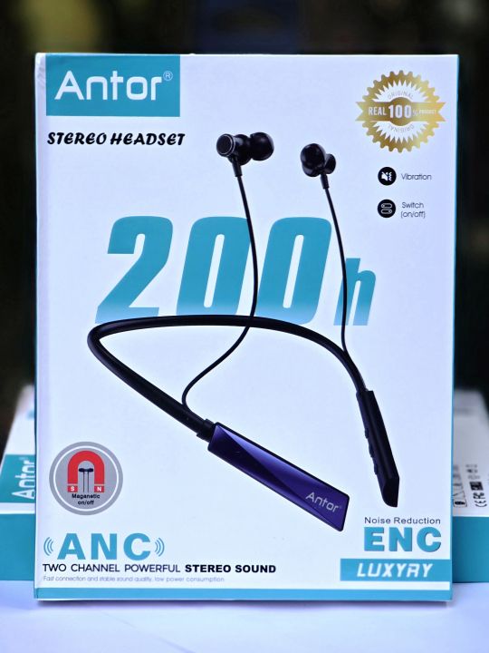 200H Neckband Antor Luxury Wireless Earphone Bluetooth 5.4 Voice Change magnetic On/Off Type C port