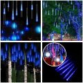 Meteor Shower Lights 30cm 8 Tubes 192 Led Falling Raindrop String Lights For Outdoor Garden Home Christmas  Wedding Party Decor--Warm White--. 
