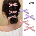 2PCS Bowknot Hair Clips Sweet Ballet Ribbon Bow Hairpin Bang Clip Korean Girl Mini Grab Clip Female Headwear Hair Accessories Mzea.