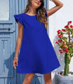 Women’s Dress Casual Solid Candy Color Petal Sleeve New Sweet Slim Solid Color Woman Dresses Vestidos.