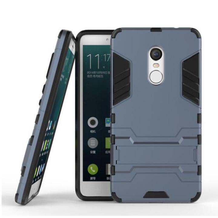 For Xiaomi Redmi Note 4 Iron Man Stand Cover Hard Armor and Soft Silicone TPU Frame Phone Case