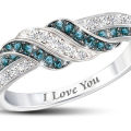 Women Shining Rhinestone Inlaid I Love You Letters Wedding Ring Jewelry Gift.