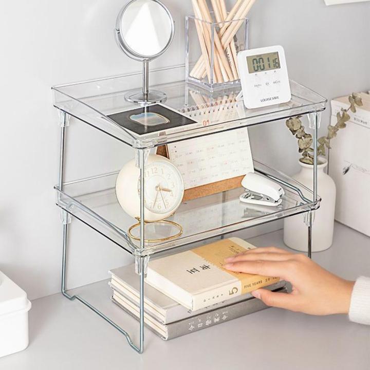 Transparent Foldable Storage Rack Kitchen Rack Cabinet Space Saving Organizer Decor Stand Holders Stackable Shelving Wardro O9V3