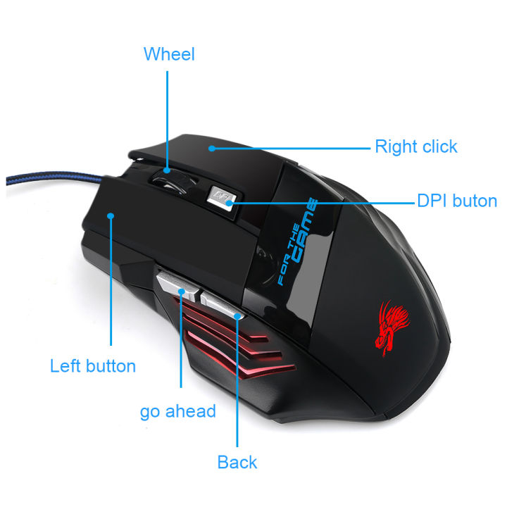 RGB GAMING USB MOUSE 6 BUTTON 1600 DPI TOP GAME EQUIPMENT