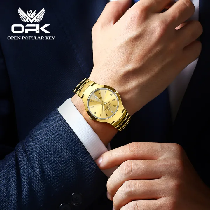 OPK%208105%20Couple%20Quartz%20Watch%20Classic%20Fashion%20Waterproof%20Glow%20Tungsten%20Steel%20Band%20Luxury%20Date%20Week%20Men's%20and%20Women's%20Couple%20Watch%20-%20Image%205