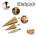 HSS Step Drill Bit Set of 3, 4-12mm 4-20mm 4-32mm Cone Titanium Wood Metal Hole Cutter Hex Shank Drive Quick Change Tool. 