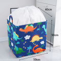 Fabric 3-Layer Tape Lining Children's Toy Storage Basket Dinosaur Storage Cartoon Clothing Drawstring Storage Box Foldable.