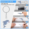 260Piece Shrinky Art Film Paper with Keychains Accessory Heat Shrink Plastic Sheet Kit Silver&White for DIY Handmade Craft. 
