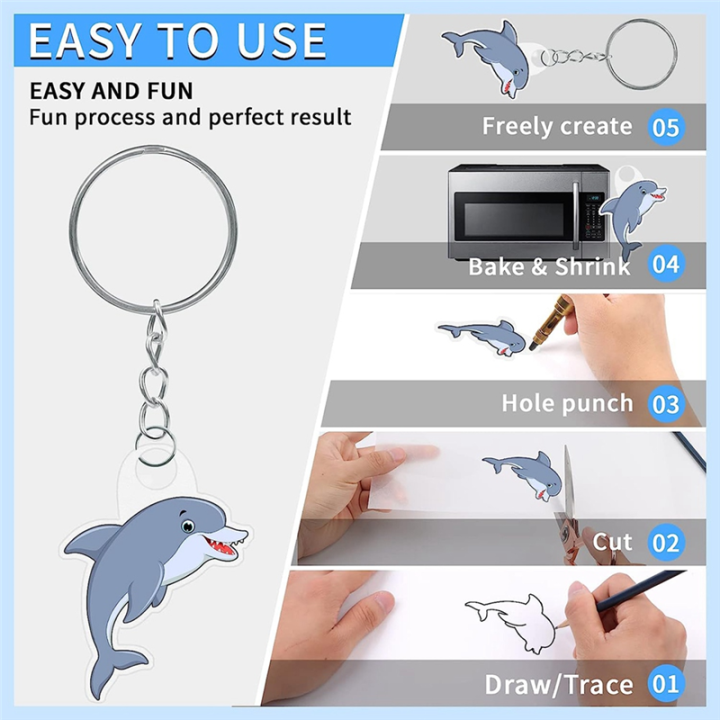 260Piece%20Shrinky%20Art%20Film%20Paper%20with%20Keychains%20Accessory%20Heat%20Shrink%20Plastic%20Sheet%20Kit%20Silver&White%20for%20DIY%20Handmade%20Craft%20-%20Image%203
