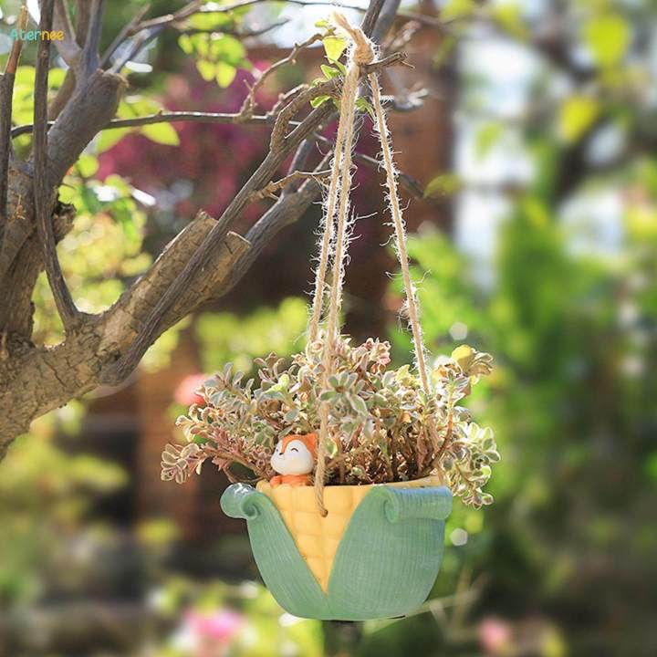Hanging Flowerpot DIY Cartoon Resin Flower Pot for Balcony Indoor Courtyard