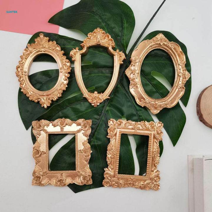 5xVintage%20Frame%20Carved%20Lace%20Resin%20Mini%20Picture%20Frame%20Props%20Oval%20-%20Image%203