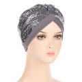 2022 New Women Glitter Sequins Turban Cap Muslim Indian Hat Headwear African Headwraps Ladies Headscarf Bonnet Islamic Hijab Cap. 