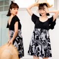 Swimsuit ladies plus size conservative one-piece skirt style middle-aged mom covering flesh thin flat corner beach vacation slightly chubby swimsuit.