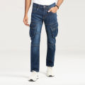 Masculine Denim Premium Cargo pant - Dark Blue. 