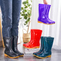 Rain boots for ladies medium high rain boots adult water shoes fashion water boots warm fleece waterproof labor protection shoes rubber shoes.