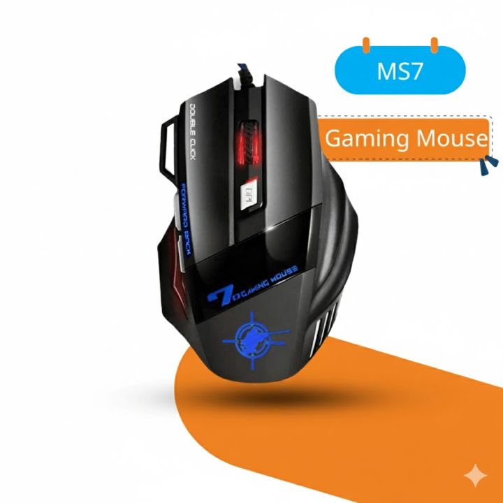 MS7 Gaming Mouse Wired Mouse Gamer Ergonomic Optical Mice For PC Laptop Games Quality 7 Buttons USB Computer By Gadget-X