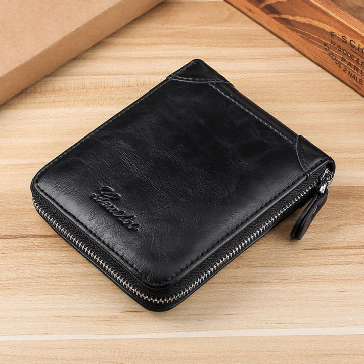 PU Men's Wallet Soft-touch Personalized Casual Leather Wallet Zipper Wallet for Use Gift for Men Business Essential Travel Accessory Fashion Accessory