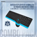 A4TECH Fstyler FG1010 Wireless Keyboard And Mouse Combo - 2.4 GHz Wireless - Sleek Round-Square Keycaps - 1000/1600/2000 DPI - Grey/Blue/Orange. 