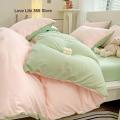 Ins Two-sided Solid Color Bedding Set Flat Bed Sheet Duvet Cover Single Double Full Queen King Bedclothes Ins Pure Bedroom Linen. 