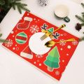 Cute Santa Claus Snowman Printed Christmas Linen Placemats Coffee Tea Cup Dinner Plate Mat Tablecloth Kitchen Tool. 