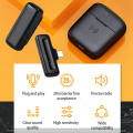 J11 Wireless Lavalier Microphone with Charging Case, Lapel Microphone, Clip On Mic for iPhone Android - Microphone- black. 