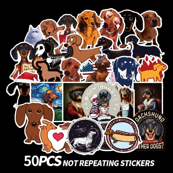 50Pcs/set Cute Dachshund Dog Cartoon Stickers DIY Decal For Laptop Car ...