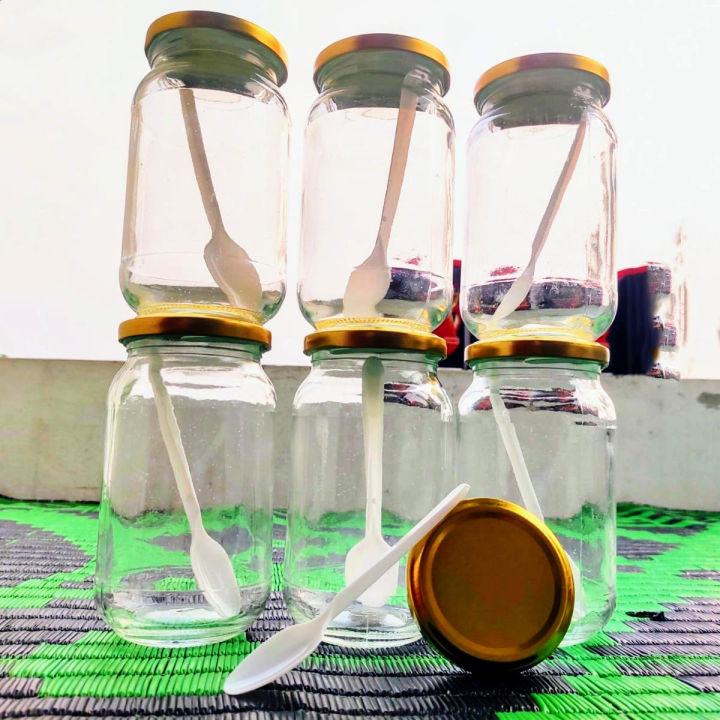 4/6/12 Pcs 500ml Glass Jars – Full Airtight Kitchen Storage Containers with Stylish Gold Cap