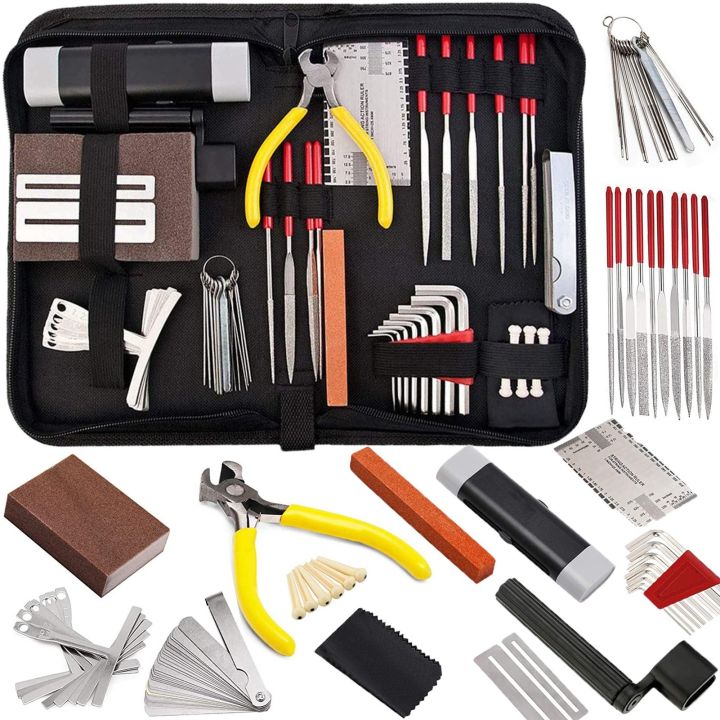 57 PCS Guitar Tool Kit with Carry Bag, Repair Maintenance Tools - multicolor