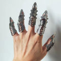 Punk Mechanical Bone Ring Dark Metal Full Finger Claw Unisex Skeleton Hand Bone Adjustable Bracelet Halloween Party Jewelry.
