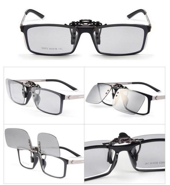 KLASSNUM%20Photochromic%20Polarized%20Clip%20on%20Sunglasses%20Men%20Chameleon%20Clip%20Glasses%20for%20Myopia%20Day%20Night%20Driving%20Eyeglasses%20Narrow%20-%20Image%204
