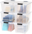 Plastic Storage Bins with Lids and Latching Buckles, 1 Pack - Clear, Containers with Lids and Latches, Durable Nestable Closet, Garage, Totes, Tubs Boxes Organizing. 
