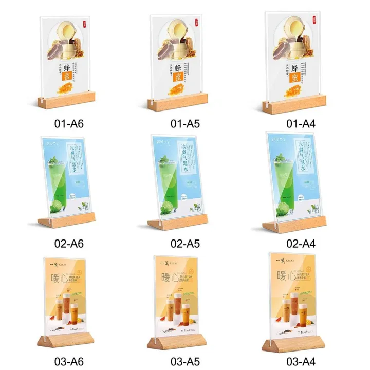 Creative%20Acrylic%20Table%20Top%20Sign%20Holder%20Double%20Sided%20with%20Wood%20Base%20Menu%20Display%20Stand%20A4/A5/A6%20Picture%20Card%20Frame%20Wedding%20-%20Image%202