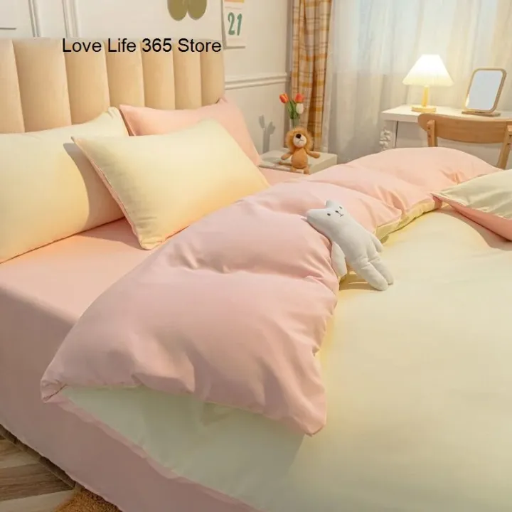 Cream%20Style%20Solid%20Pink%20Bedding%20Set%20Twin%20Full%20Queen%20King%20Size%20Bed%20Linen%20Girls%20Adults%20180x220cm%20Bed%20Flat%20Sheet%20Pillowcase%20Kawaii%20-%20Image%202