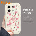 【Hot item】 FELMYST for Poco X6 Pro 5G Back Cover Butterfly Pink Flower Cream Texture Wavy Soft Phone Case. 