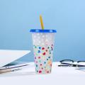 710ml Straw Cup With Lid Color Change Coffee Cup Reu Cups Plastic Tumbler Matte Finish Reu Plastic Cup.