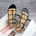 2023 summer women's sandals ladies casual flat shoes simple style Fashion rivet design walking and shopping Large size 41-43. 