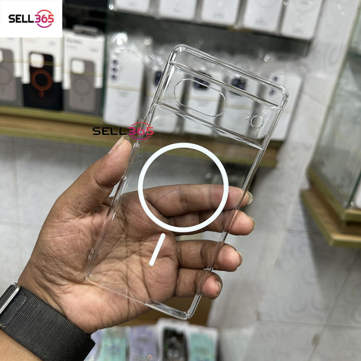 Google Pixel 7 Berlia Transparent Magnatic Magsafe Anti Yellow Clear Protective Phone Case Back Cover