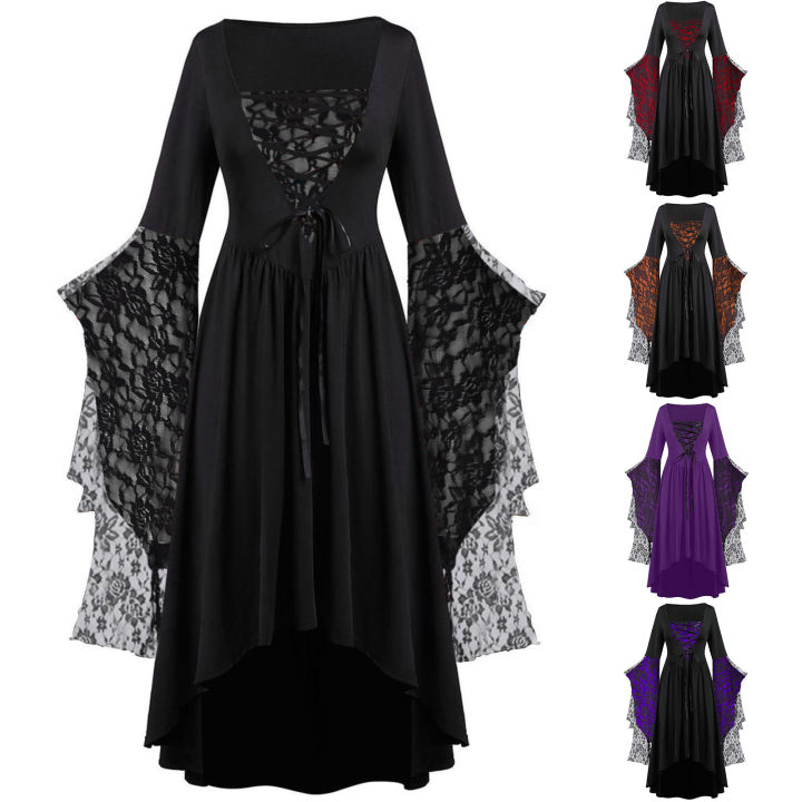 Gothic Halloween Dresses Women Vintage Witch Vampire Dress