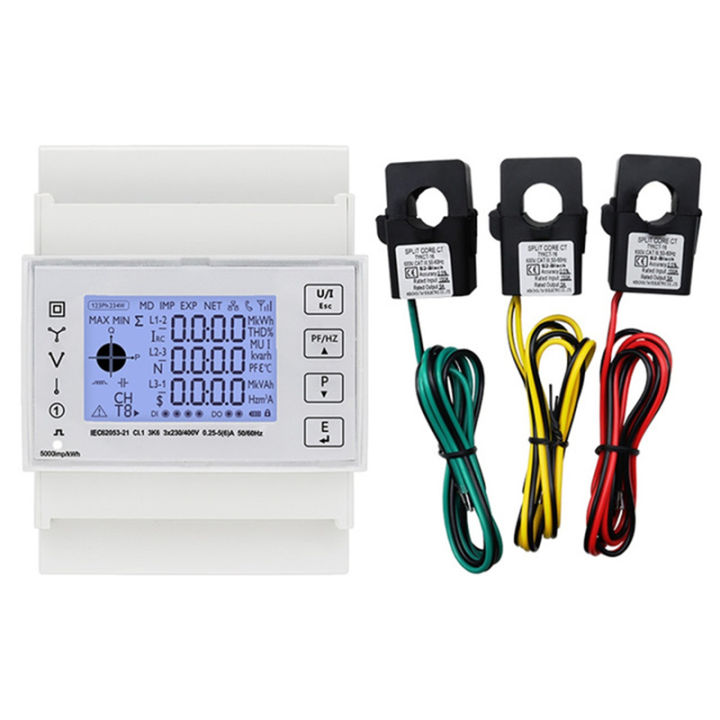 TAC4321CT Three Phase Din Rail WiFi Tuya Mutil-Function Energy Meter ...