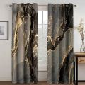 2panels Nordic Golden Leaf Marble Digital Printing Curtain Grommet Top Curtain Living Room Bedroom Kitchen Office Home Decor. 