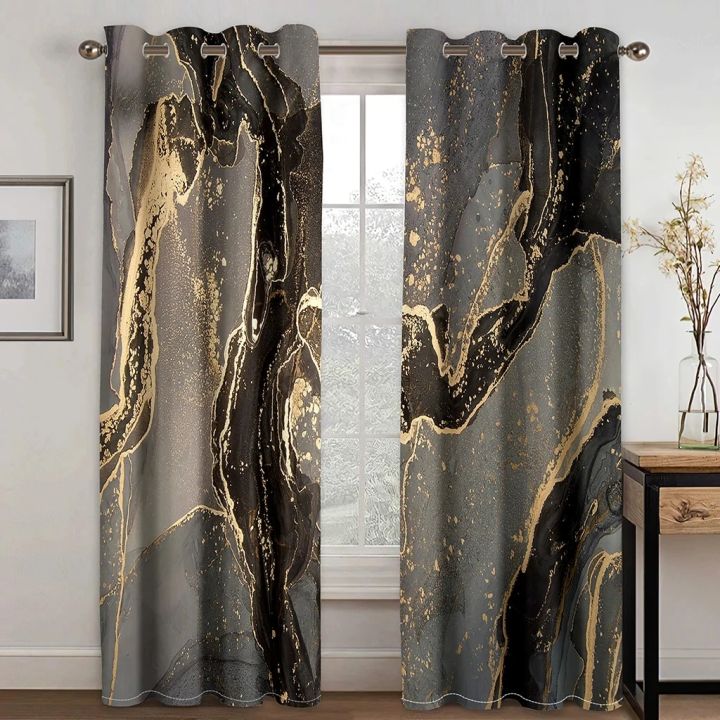 2panels%20Nordic%20Golden%20Leaf%20Marble%20Digital%20Printing%20Curtain%20Grommet%20Top%20Curtain%20Living%20Room%20Bedroom%20Kitchen%20Office%20Home%20Decor%20-%20Image%204