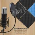 6 Pack Black + blue / Charcoal egg crate foam acoustic tiles soundproofing foam panels sound insulation soundproof foam padding sound dampening Studio padding 30x30x3.8cm. 
