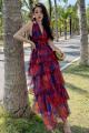Single hell freezia kewei, same printed dress tall waist niche beach holiday dresses. 