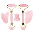 Natural Rose Quartz Jade Roller Face Massager Real Jade Gouache Scraper Facial Massager Jade Facial Roller Set Guasha Board. 