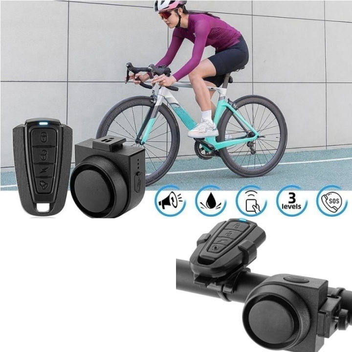 Wireless Remote Bike Alarm: 115Db Super Loud Bicycle Vibration Motion Sensor NOVO