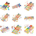 6-in-1 Wooden Alphabet Number Shape Puzzles Toys Toddlers Fishing Toy Rings Counting Sorting Educational Toys.