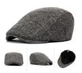 Autumn Winter Men Cap Hats Berets British Western Style Wool Advanced Flat Ivy Cap Classic Vintage Striped Beret Cap.
